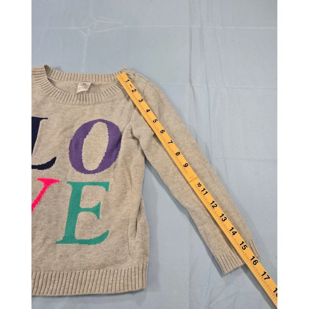 Carters Toddler Girls Gray Knit LOVE Graphic Sweater Size 4T Pullover